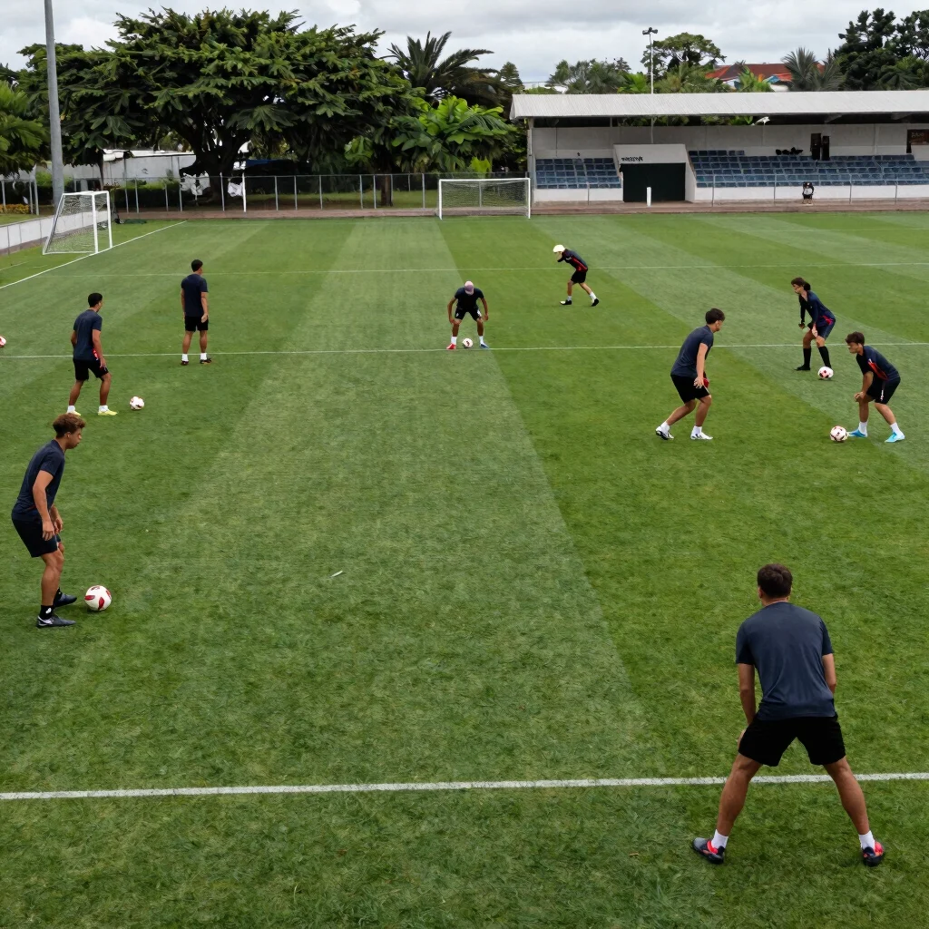 Equipo preparándose en camerinos de complejo deportivo, jugadores de acción en plano medio, luz natural